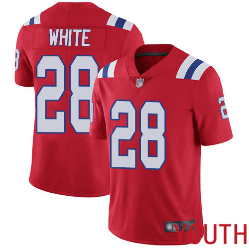 New England Patriots Football #28 Vapor Untouchable Limited Red Youth James White Alternate NFL Jersey